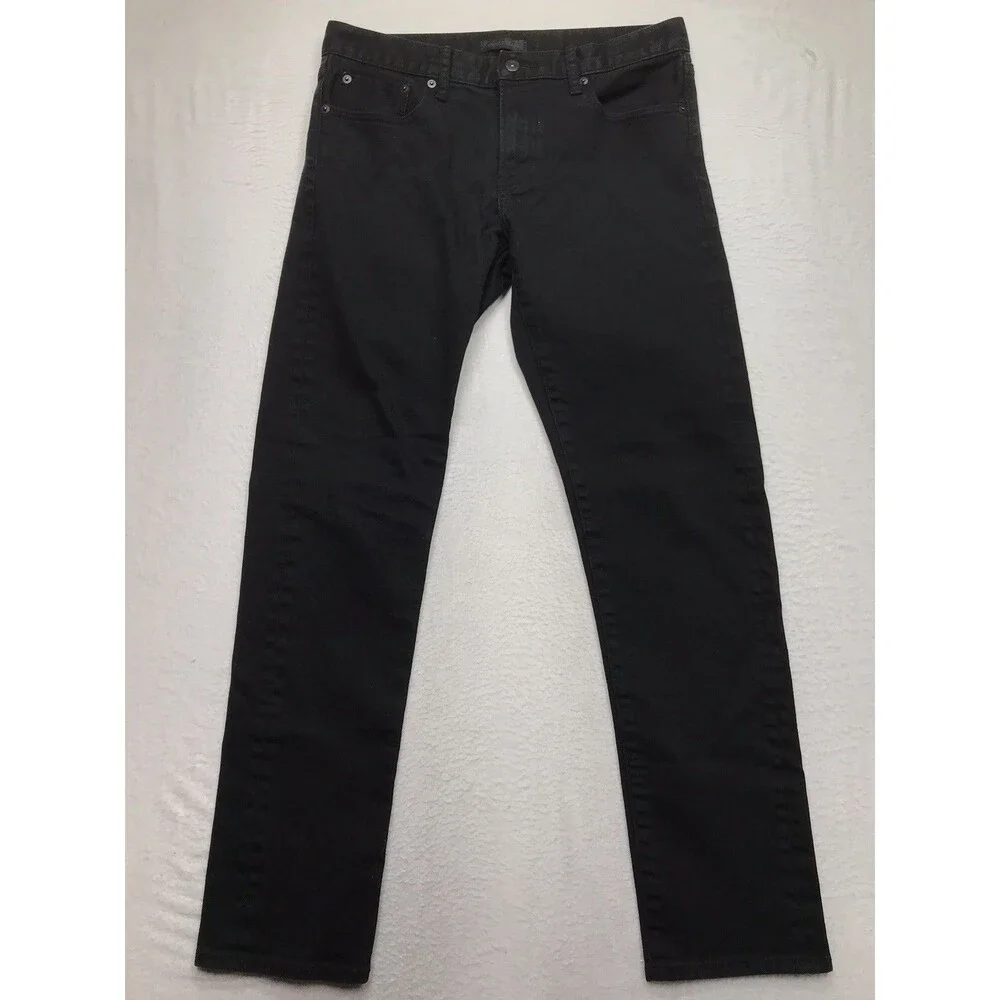 UNIQLO Selvedge Black Jeans Men 32x30 (32/32 tag) Slim Fit Straight Mid Rise